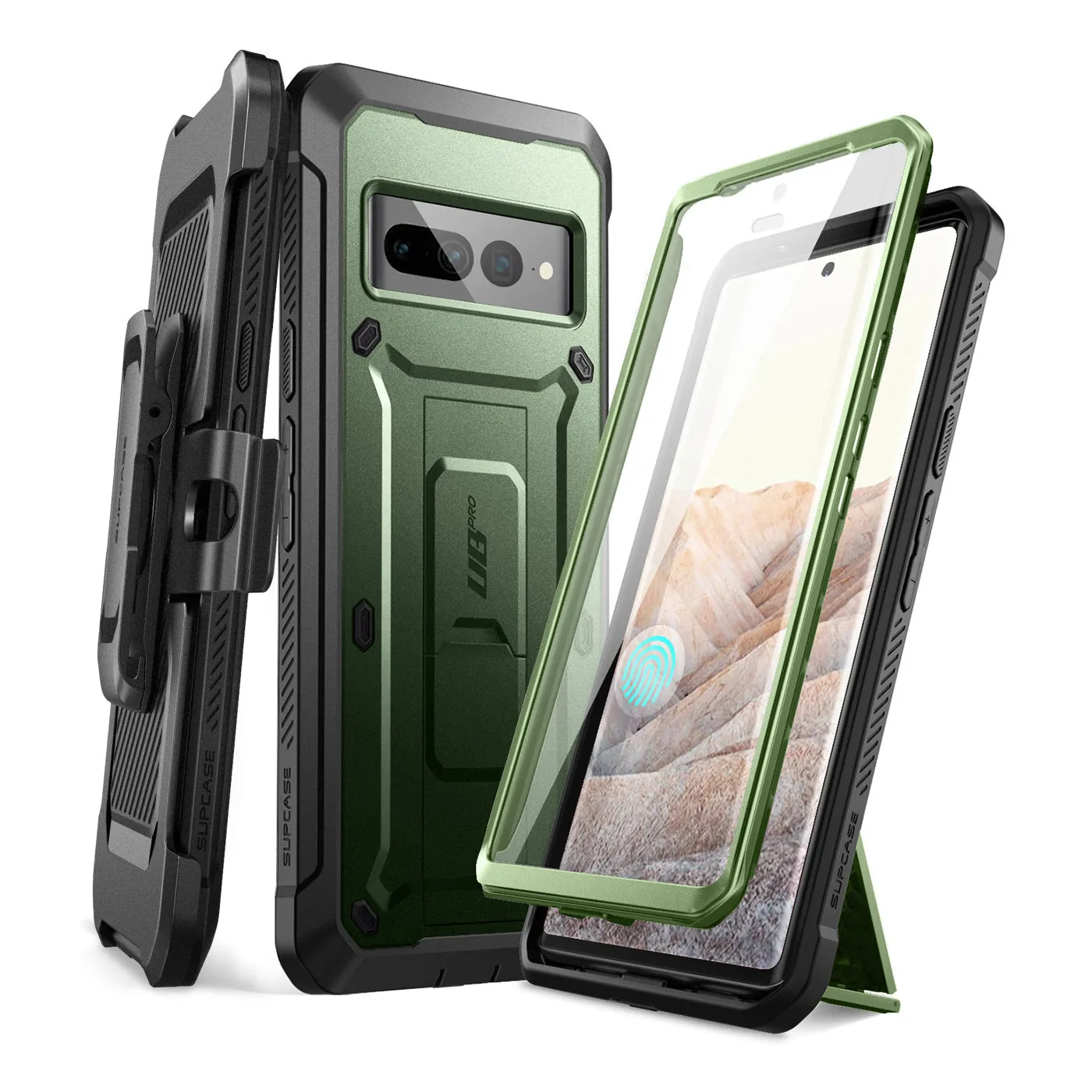 Google Pixel 7 Pro Unicorn Beetle PRO Rugged Holster Case-Metallic Green