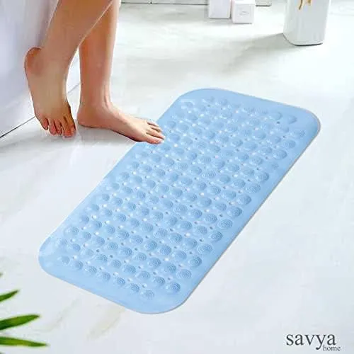 SAVYA HOME Diatom Mud Bathroom Floor Mat |71 x 35.5|40 x 100|PVC Accu-Pebble Soft & Light Weight Anti-Skid Mat for Living Room,Bathroom/Shower Mat/Multipurpose(Sky Blue) (71 x 35.5, Sky Blue)