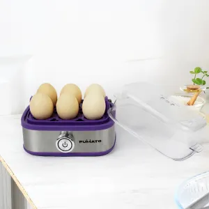 The Better Home FUMATO Eggwhiz 2 in 1 Egg Boiler |210 W |Boil 6 eggs |Poach 2eggs |3 Boiling Modes |Stainless Steel Body & Transparent lid |Automatic Turn-Off |1 Year Warranty |Purple haze